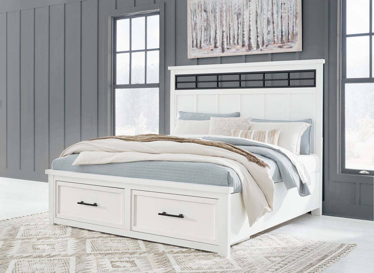 Furniture City - MS - Ashley Furniture - Ashbryn Bedroom - King Panel Storage Bed / White/Natural - B844B4