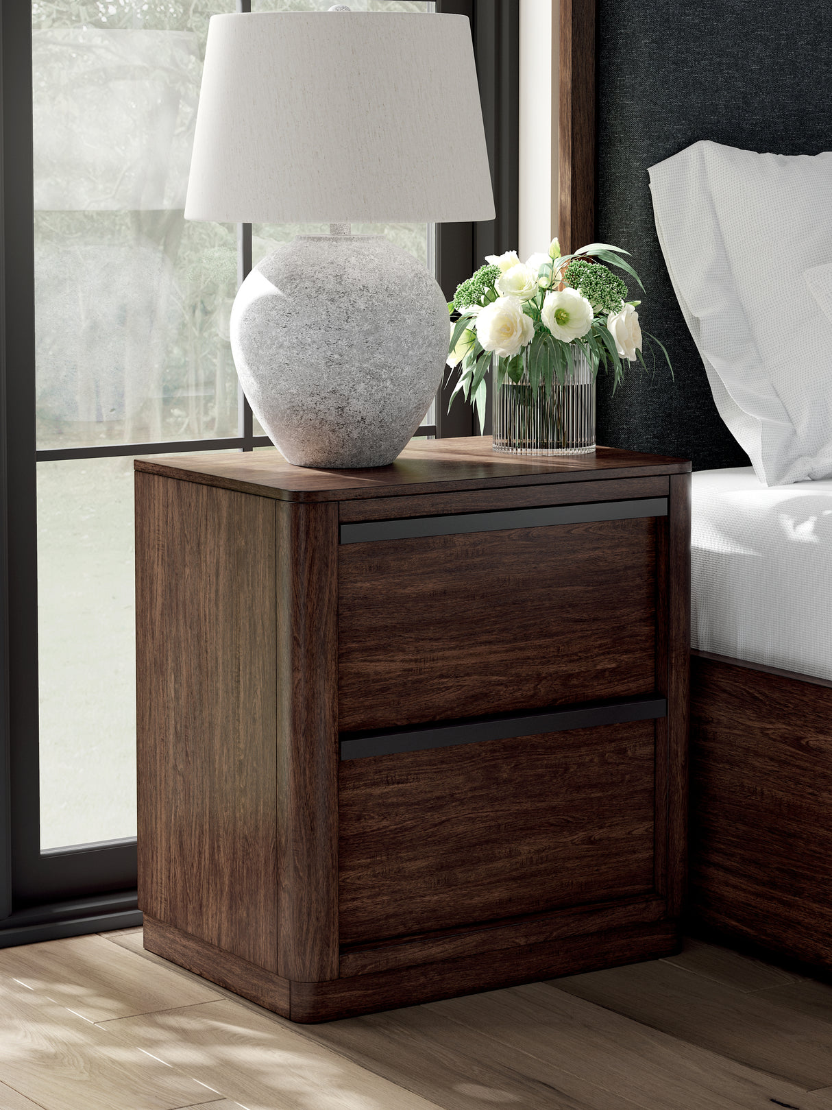 Furniture City - MS - Ashley Furniture - Dilenno Bedroom - Two Drawer Night Stand / Dark Brown - PCB857-92