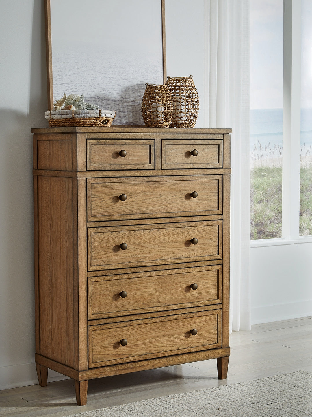 Furniture City - MS - Ashley Furniture - Sharlance Bedroom - California King Upholstered Panel Bed / Light Brown - B895B7