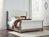 Furniture City - MS - Ashley Furniture - Ardenfield Bedroom - California King Upholstered Sleigh Bed / Light Brown - B944B5