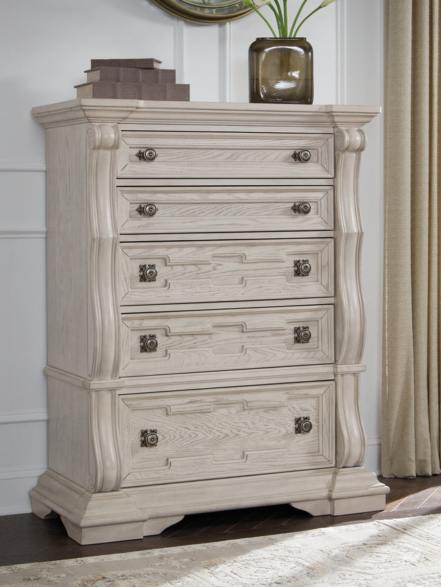 Furniture City - MS - Ashley Furniture - Bruchandi Bedroom - California King Upholstered Panel Bed / Antique White - PCB948B5