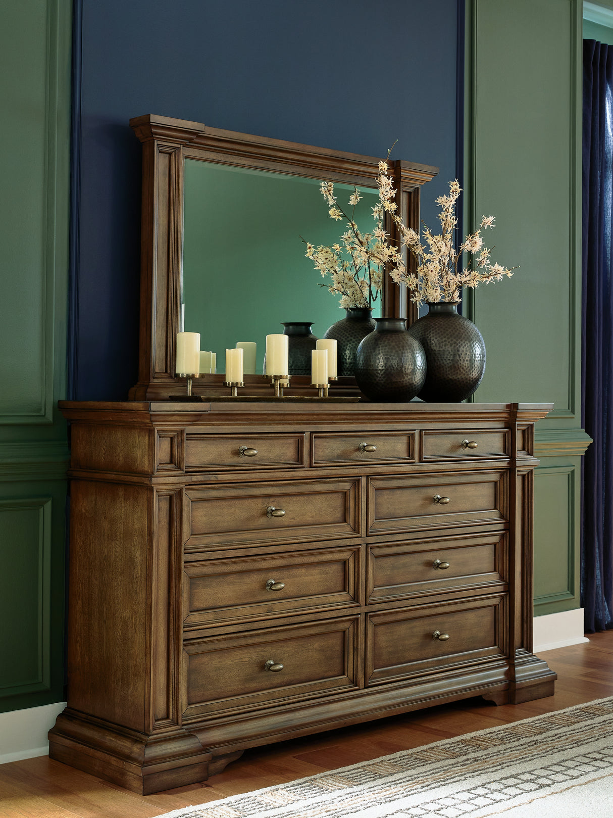 Furniture City - MS - Ashley Furniture - Frantanna Bedroom - Dresser and Mirror / Brown - PCB949B1