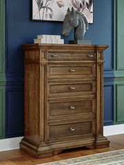 Furniture City - MS - Ashley Furniture - Frantanna Bedroom - Five Drawer Chest / Brown - PCB949-46