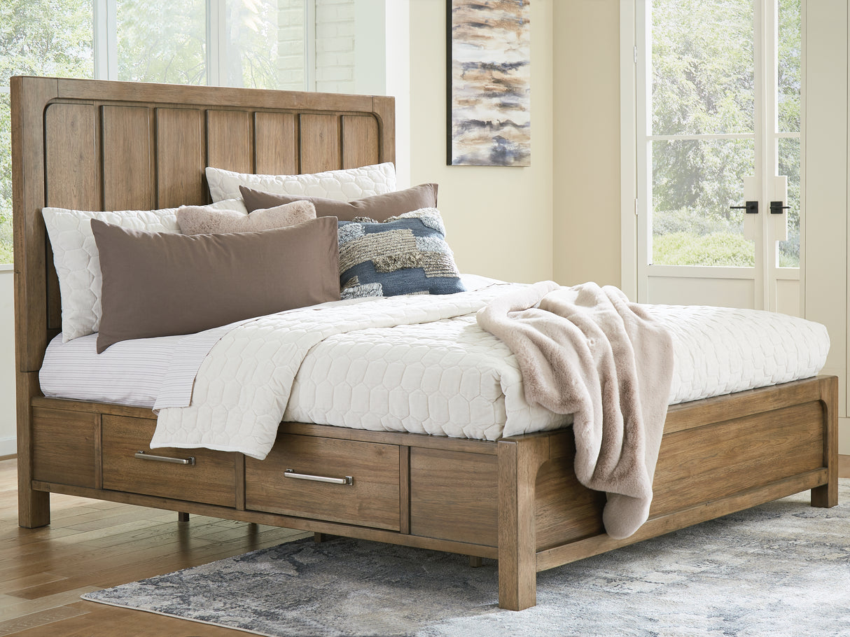 Furniture City - MS - Ashley Furniture - Cabalynn Bedroom - King Panel Bed with Storage / Light Brown - B974B8