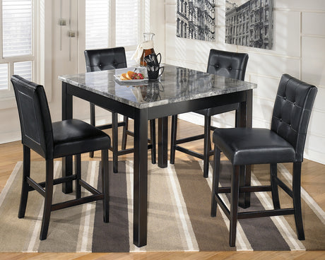 Furniture City - MS - Ashley Furniture - Maysville Dining Room - Square Counter TBL Set (5/CN) / Black - D154-223