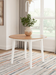 Furniture City - MS - Ashley Furniture - Gesthaven Dining Room - Round DRM Drop Leaf Table / Natural/White - D398-15