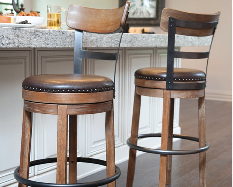 Furniture City - MS - Ashley Furniture - Pinnadel Dining Room - Tall UPH Swivel Barstool(1/CN) / Light Brown - D542-130