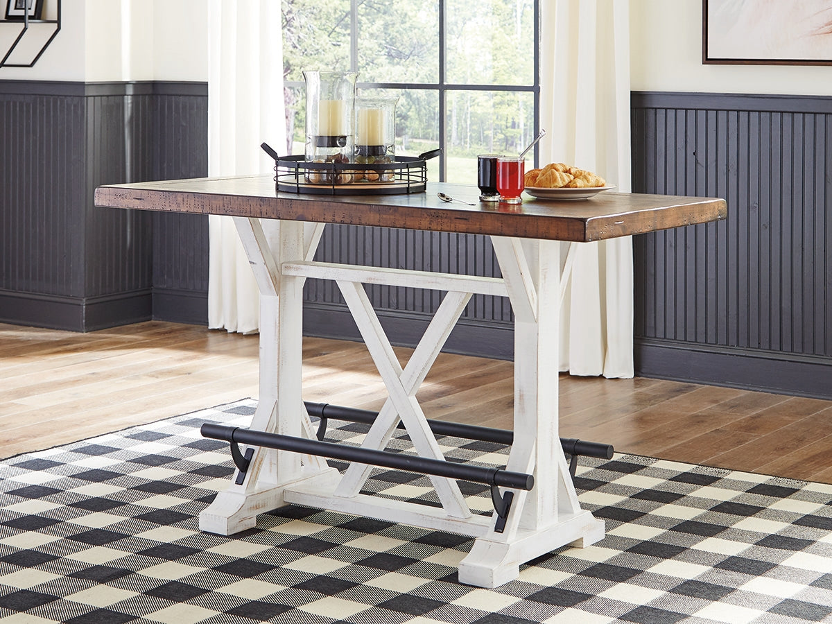Furniture City - MS - Ashley Furniture - Valebeck Dining Room - RECT Dining Room Counter Table / White/Brown - D546-13