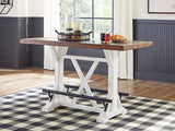 Furniture City - MS - Ashley Furniture - Valebeck Dining Room - RECT Dining Room Counter Table / White/Brown - D546-13