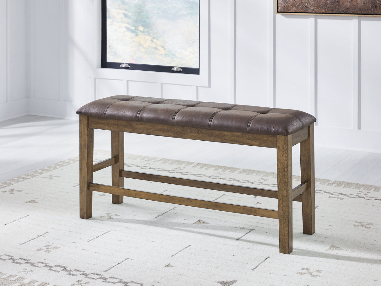Furniture City - MS - Ashley Furniture - Urbinforte Dining Room - DBL Counter UPH Bench (1/CN) / Light Brown / 50"W x 16"D x 26"H - PCD592-09