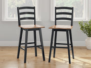 Furniture City - MS - Ashley Furniture - Wildenauer Dining Room - Bar Height Barstool (Set of 2) / Brown/Black - D634-230X2