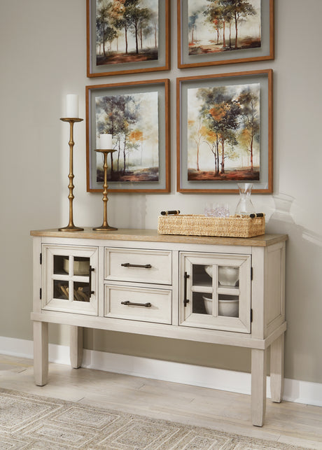 Furniture City - MS - Ashley Furniture - Shaybrock Dining Room - RECT Dining Room EXT Table / Antique White/Brown - D683-35