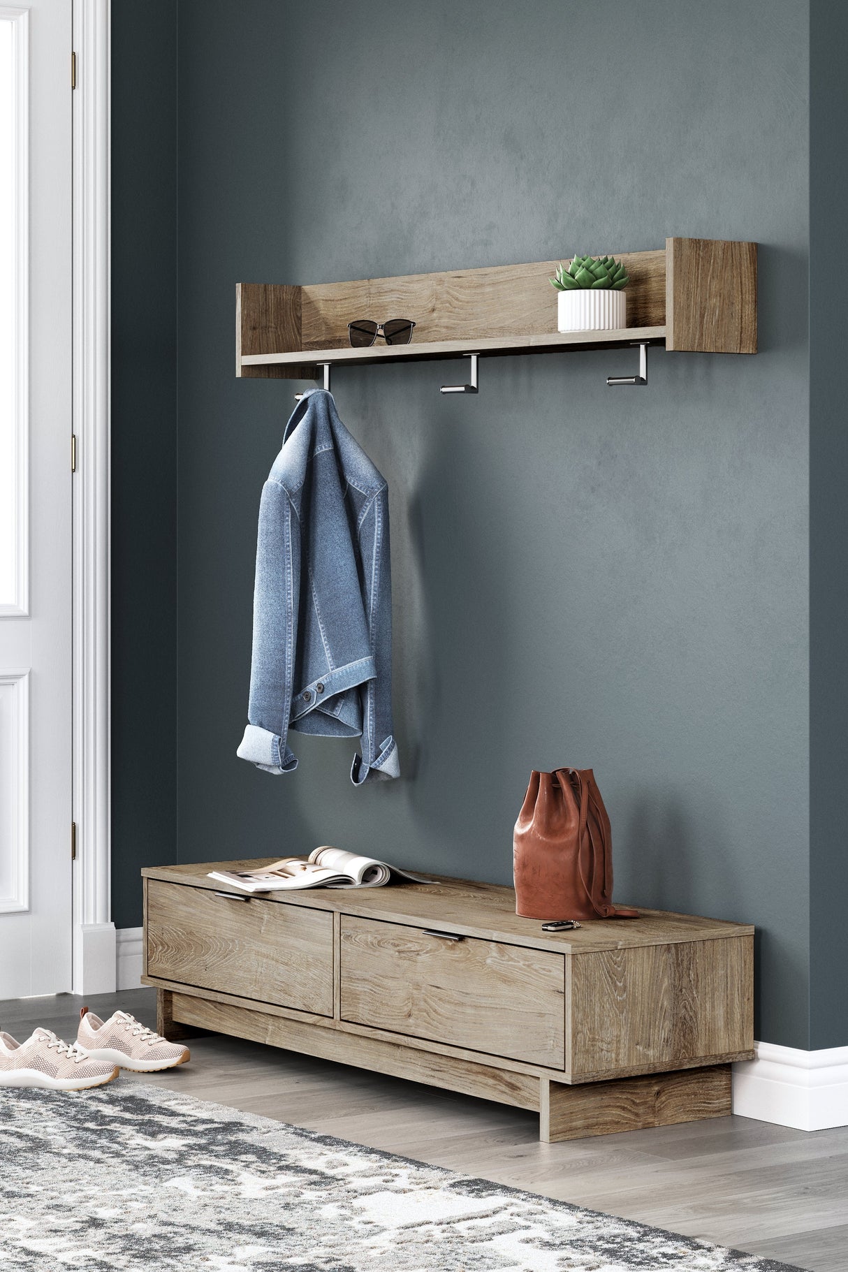 Oliah Wall Mounted Coat Rack with Shelf