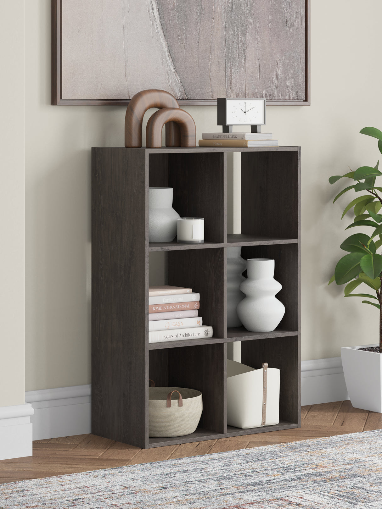 Furniture City - MS - Ashley Furniture - Piperton Six Cube Organizer - Six Cube Organizer / Charcoal - EA5514-3X2