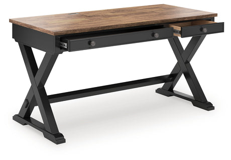 Furniture City - MS - Ashley Furniture - Wildenauer Office Desk - Home Office Desk / Brown/Black - H664-34