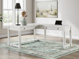 Furniture City - MS - Ashley Furniture - Robbinsdale Office Desk - L-Shaped Home Office Desk / Antique White - H742H1