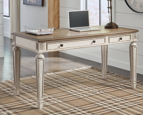 Furniture City - MS - Ashley Furniture - Realyn Office Desk - Home Office Lift Top Desk / White/Brown - H743-134