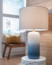 Furniture City - MS - Ashley Furniture - Lemrich Lighting - Table Lamp (Set of 2) / White/Teal - L123874X2