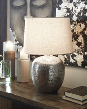 Furniture City - MS - Ashley Furniture - Magalie Lighting - Table Lamp (Set of 2) / Antique Silver Finish - L207314X2