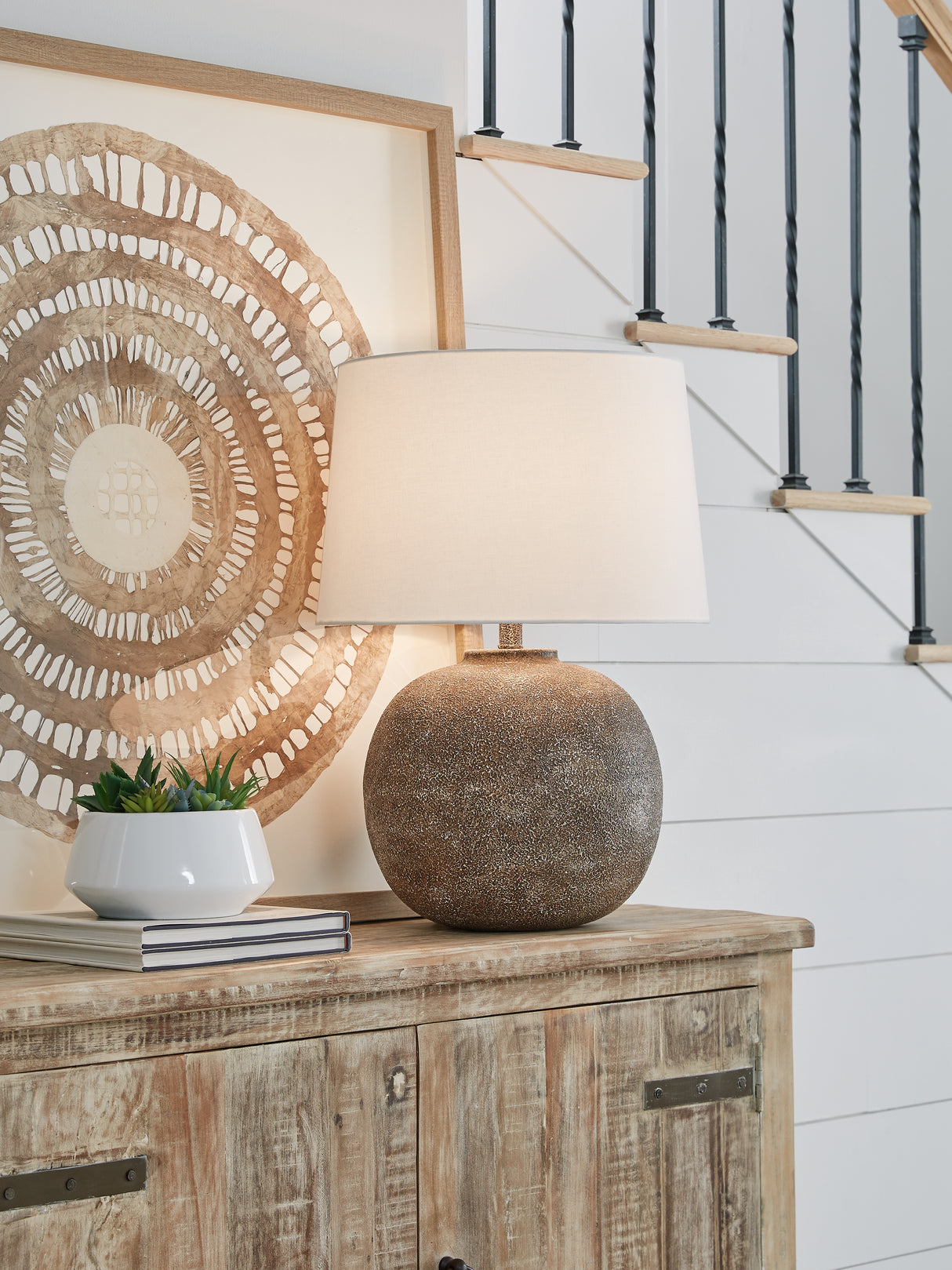 Furniture City - MS - Ashley Furniture - Neavesboro Lighting - 2-Piece Lamp Set / Antique Brown/White - L207484X2