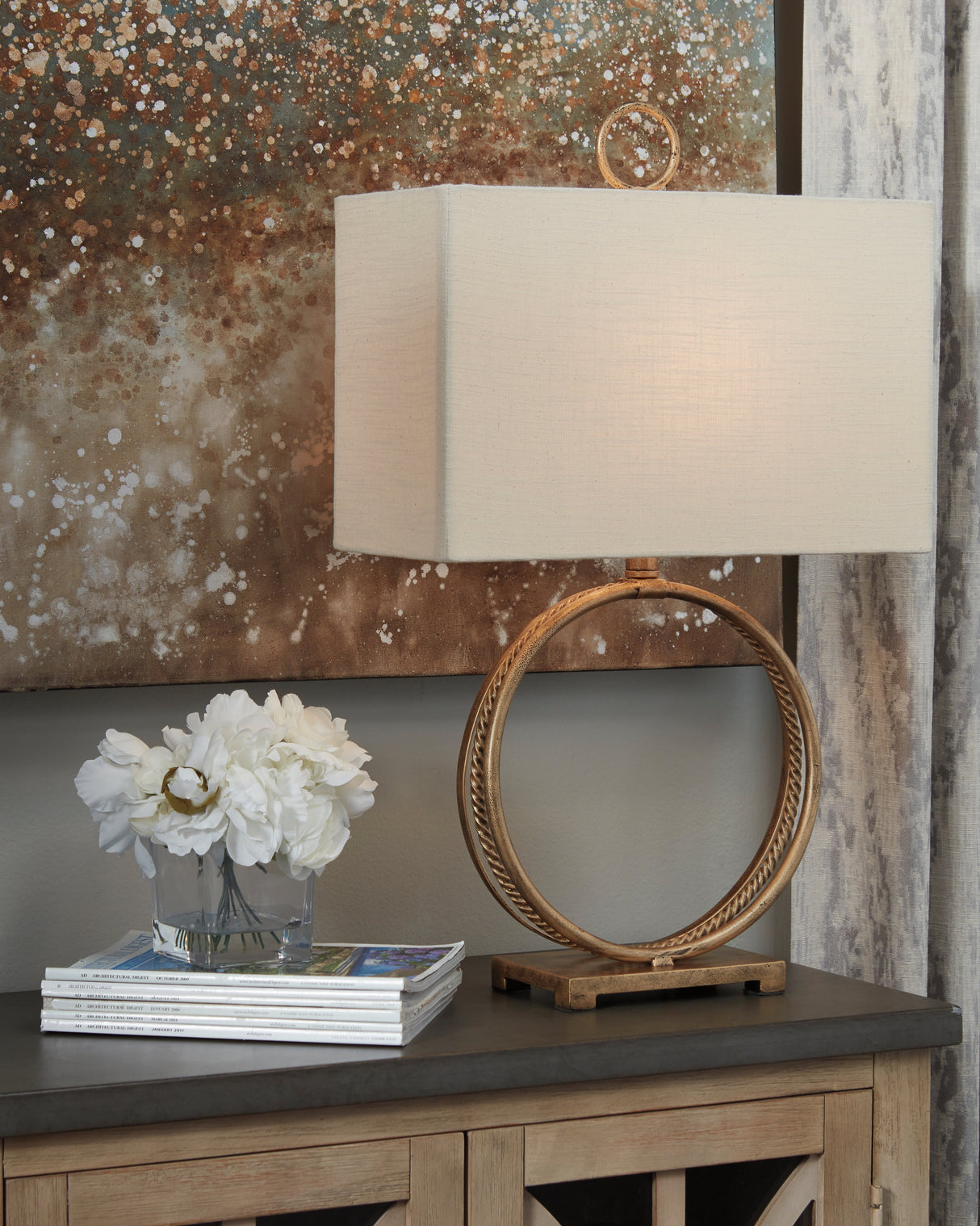 Furniture City - MS - Ashley Furniture - Mahala Lighting - Table Lamp (Set of 2) / Antique Gold Finish - L208124X2