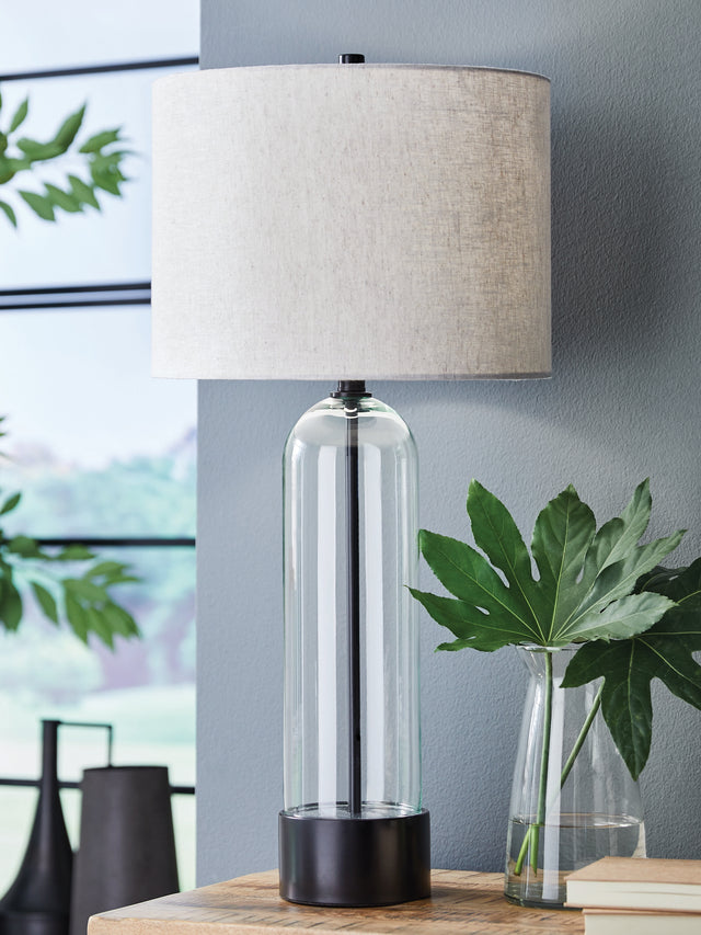 Furniture City - MS - Ashley Furniture - Kerrbrook Lighting - Glass Table Lamp (1/CN) / Clear/Black - L430944