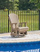 Furniture City - MS - Ashley Furniture - Hyland wave Outdoor - Swivel Glider Chair / Driftwood - P114-820