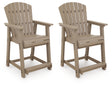 Furniture City - MS - Ashley Furniture - Seacliff Beach Outdoor - Barstool (Set of 2) / Medium Brown - PCP228-124