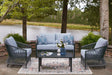 Furniture City - MS - Ashley Furniture - Bridges Beach Outdoor - Love/Chairs/Table Set (4/CN) / Gray - PCP391-080