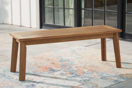 Furniture City - MS - Ashley Furniture - Janiyah Outdoor - Bench / Light Brown - P407-600