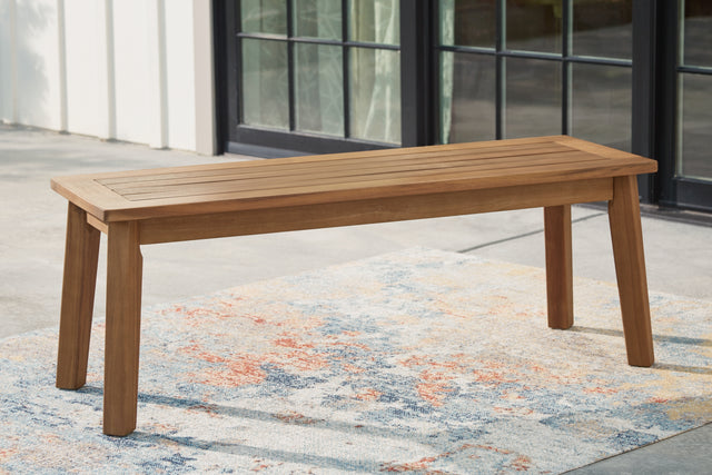 Furniture City - MS - Ashley Furniture - Janiyah Outdoor - Bench / Light Brown - P407-600
