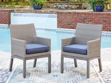 Furniture City - MS - Ashley Furniture - Half Moon Beach Outdoor - Arm Chair With Cushion (Set of 2) / Blue/Gray - PCP418-601A
