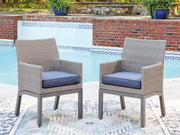 Furniture City - MS - Ashley Furniture - Half Moon Beach Outdoor - Arm Chair With Cushion (Set of 2) / Blue/Gray - PCP418-601A