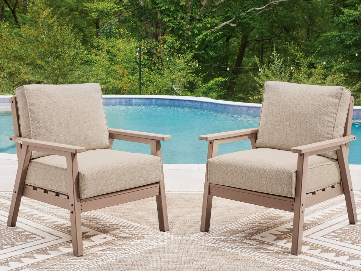 Furniture City - MS - Ashley Furniture - Grover Beach Outdoor - Lounge Chair w/Cushion (Set of 2) / Driftwood - PCP422-820