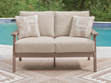 Furniture City - MS - Ashley Furniture - Grover Beach Outdoor - Loveseat w/Cushion / Driftwood - PCP422-835
