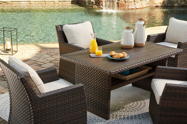 Furniture City - MS - Ashley Furniture - Easy Isle Outdoor - RECT Multi-Use Table / Dark Brown/Beige - P455-625