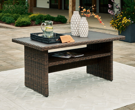 Furniture City - MS - Ashley Furniture - Brook Ranch Outdoor - Sofa SEC/Bench w/CUSH (3/CN) / Brown - P465-822