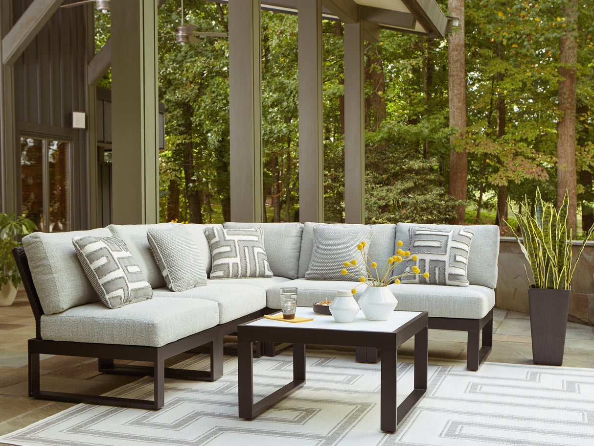 Furniture City - MS - Ashley Furniture - Beachloft Outdoor - 6-Piece Outdoor Sectional / Black - P490P1