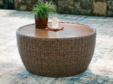 Furniture City - MS - Ashley Furniture - Double Point Outdoor - Round Cocktail Table / Beige - PCP503-708