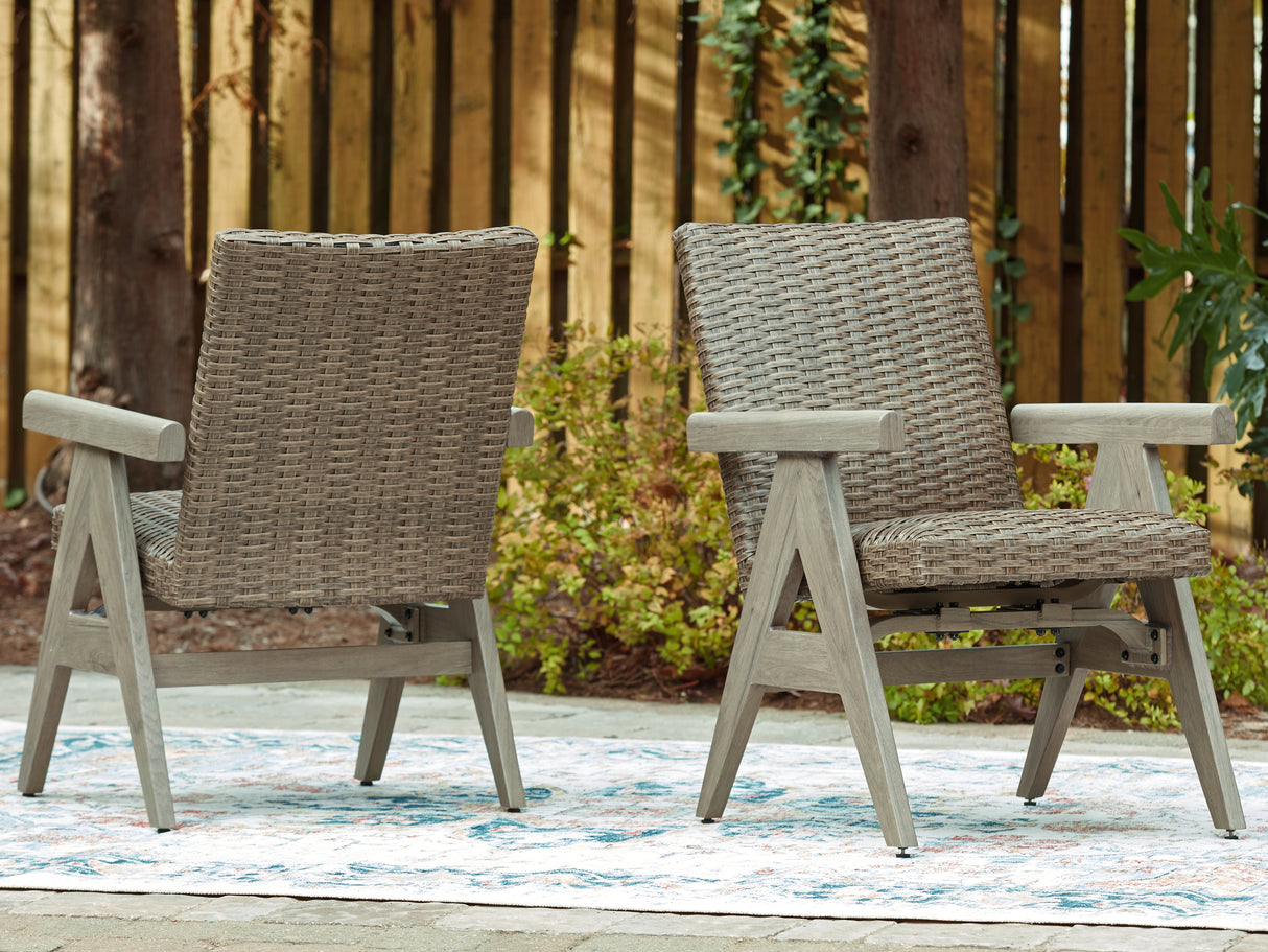 Furniture City - MS - Ashley Furniture - Cliff Trails Outdoor - Rocking Arm Chair (Set of 2) / Beige - PCP690-602A