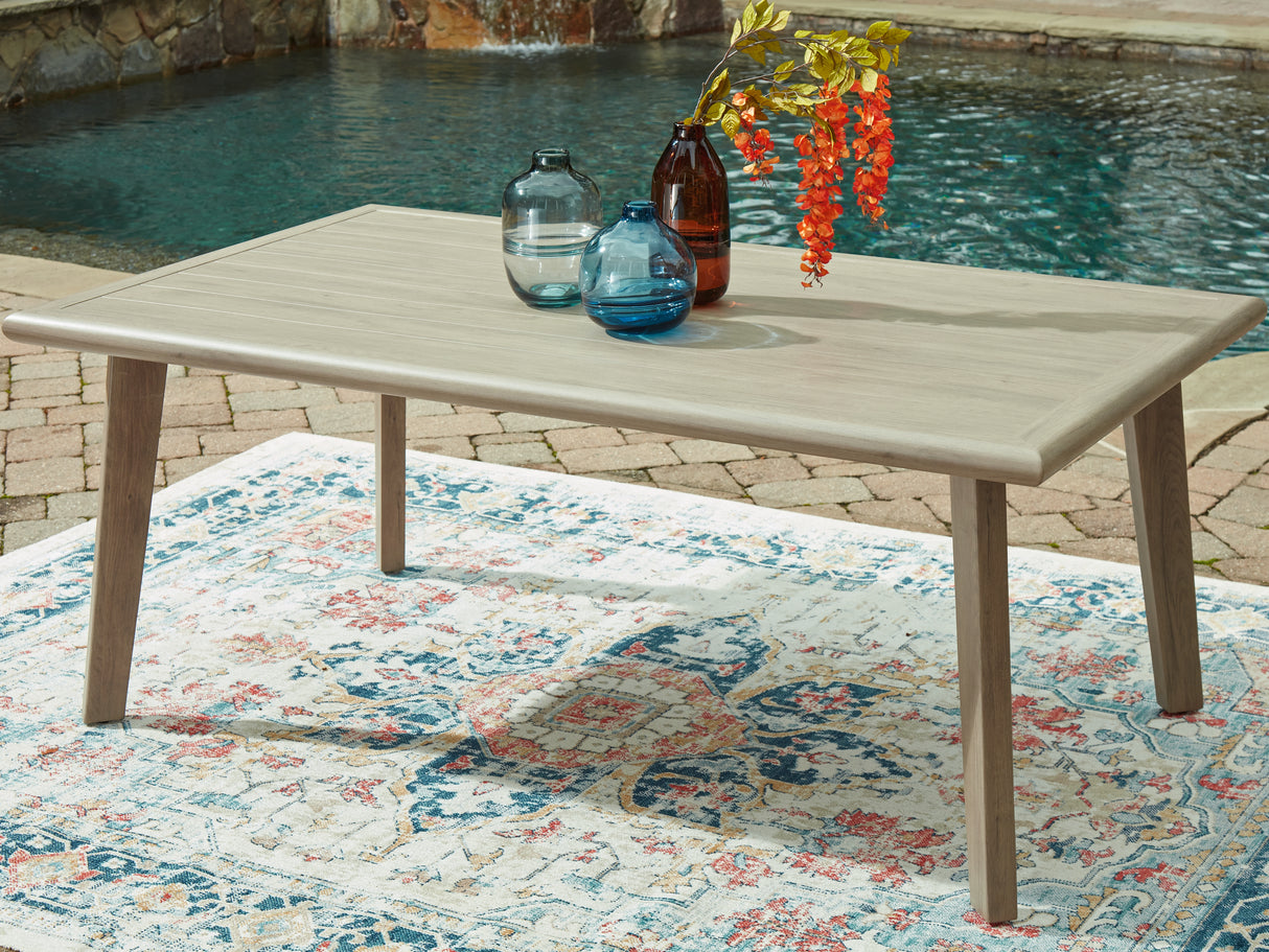 Furniture City - MS - Ashley Furniture - Cliff Trails Outdoor - RECT Dining Table w/UMB OPT / Beige - PCP690-625