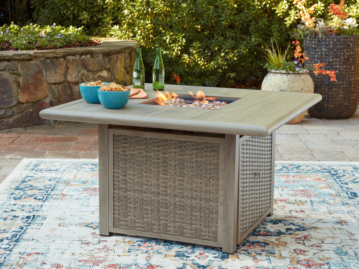 Furniture City - MS - Ashley Furniture - Cliff Trails Outdoor - Square Fire Pit Table / Beige - PCP690-772