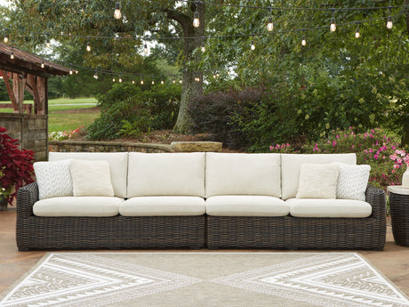 Furniture City - MS - Ashley Furniture - Kimora Outdoor - Swivel Lounge Chair w/Cushion / Beige/Dark Brown - P711-810
