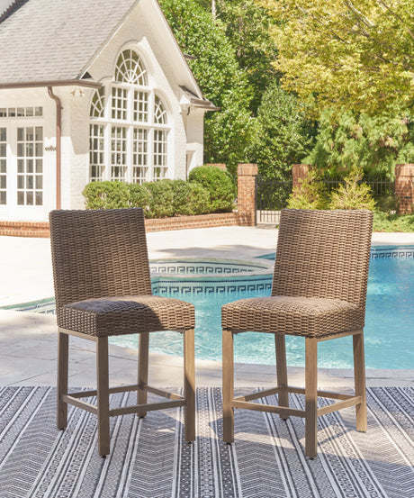 Furniture City - MS - Ashley Furniture - Walton Bridge Outdoor - Square Bar Table w/Fire Pit / Driftwood - P749-665