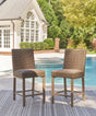 Furniture City - MS - Ashley Furniture - Walton Bridge Outdoor - Square Bar Table w/Fire Pit / Driftwood - P749-665