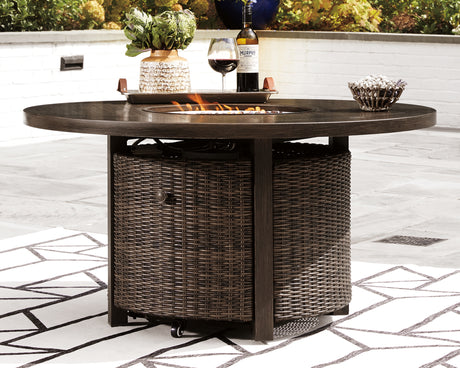 Furniture City - MS - Ashley Furniture - Paradise Trail Outdoor - Outdoor Counter Height Dining Table with 4 Barstools / Medium Brown - P750P5