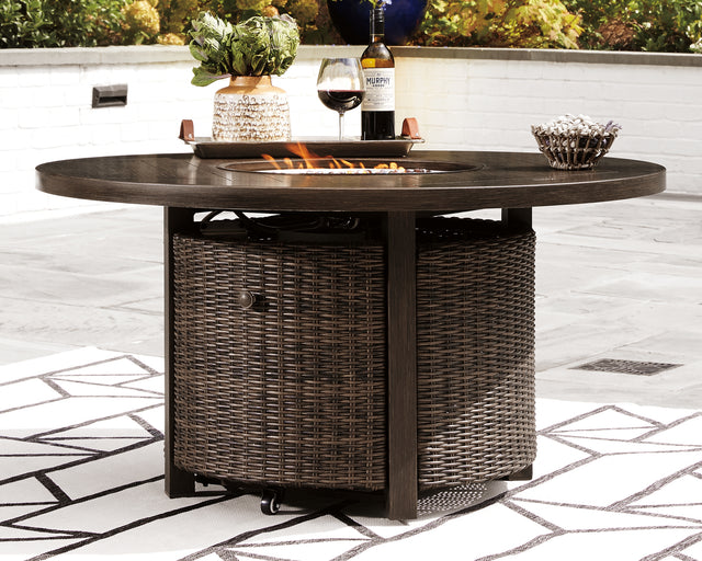Furniture City - MS - Ashley Furniture - Paradise Trail Outdoor - Outdoor Counter Height Dining Table with 4 Barstools / Medium Brown - P750P5