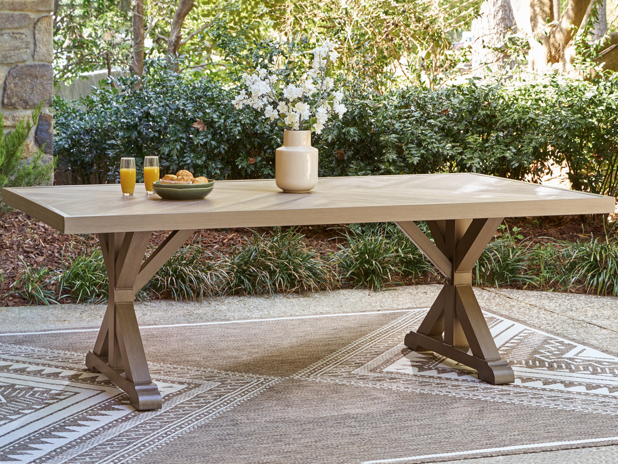 Furniture City - MS - Ashley Furniture - Laguna Heights Outdoor - RECT Dining Table w/UMB OPT / Beige - PCP790-625