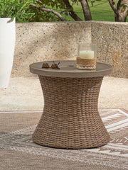 Furniture City - MS - Ashley Furniture - Laguna Heights Outdoor - Round End Table w/UMB OPT / Beige - PCP790-706