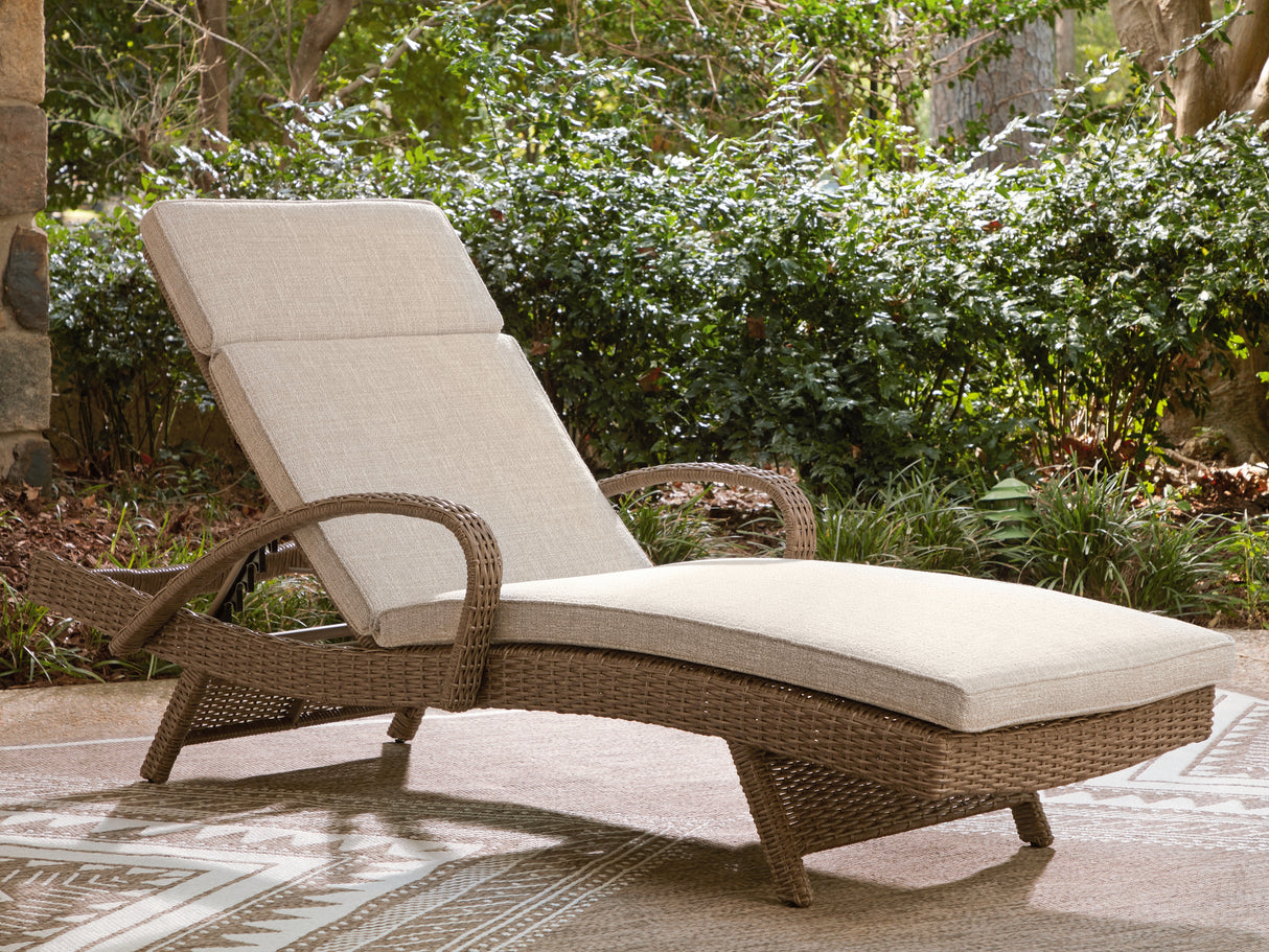 Furniture City - MS - Ashley Furniture - Laguna Heights Outdoor - Chaise Lounge with Cushion / Beige - PCP790-815